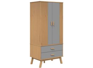 8721012133662 - Kleiderschrank olden Grau Braun 765x53x172cm Massivholz Kiefer Vidaxl Grau