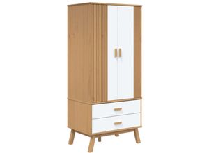 8721012133679 - Kleiderschrank olden Weiß Braun 765x53x172cm Massivholz Kiefer Vidaxl Weiß