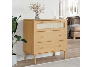 8721012134386 - Bonnevie - Schubladenkommode senja Rattan-Look Braun 80x40x80 Kiefernholz vidaXL56945