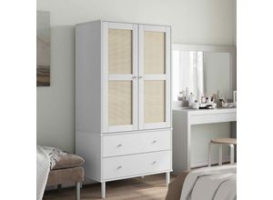 8721012134515 - Kleiderschrank SENJA Rattan-Optik Weiß 90x55x175 cm Kiefernholz vidaXL - Weiß