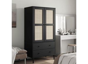 8721012134522 - Bonnevie - Kleiderschrank senja Rattan-Optik Schwarz 90x55x175 cm vidaXL24946