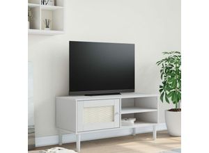 8721012134577 - Bonnevie - TV-Schrank senja Rattan-Optik Weiß 106x40x49 cm Kiefernholz vidaXL99992