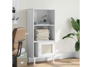 8721012134751 - Bonnevie - Bücherschrank senja Rattan-Look Weiß 60x35x130 cm Kiefernholz vidaXL47984