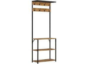 8721012160941 - Bonnevie - Garderobe mit Schuhablage 68x30x182cm Raues Massivholz Mango vidaXL90000