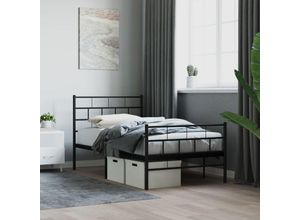 8721012188716 - Bonnevie - BettgestellSchlafzimmerbett mit Kopf- und Fußteil Metall Schwarz 90x200 cm vidaXL