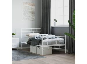 8721012189171 - BettgestellSchlafzimmerbett mit Kopf- und Fußteil Metall Weiß 75x190 cm vidaXL