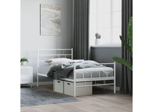 8721012189201 - Vidaxl - BettgestellSchlafzimmerbett mit Kopf- und Fußteil Metall Weiß 90x200 cm