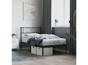 8721012190467 - Bettgestell,Schlafzimmerbett mit Kopfteil Metall Schwarz 75x190 cm vidaXL 8721012190467 - Bettgestell,Schlafzimmerbett mit Kopfteil Metall Schwarz 75x190 cm vidaXL