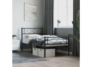 8721012190641 - Bonnevie - BettgestellSchlafzimmerbett mit Kopf- und Fußteil Metall Schwarz 75x190 cm vidaXL