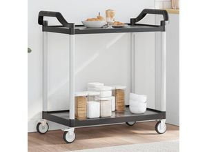 8721012198777 - Rollwagen mit 2 Etagen Schwarz 99x50x97 cm Aluminium vidaXL - Schwarz