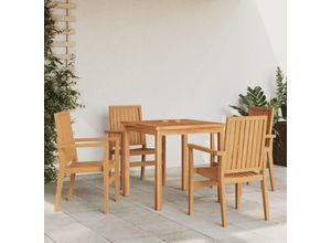 8721012207394 - Bonnevie - Gartenstühle 4 Stk Gartensessel Stapelbar 565x575x91 cm Massivholz Teak vidaXL