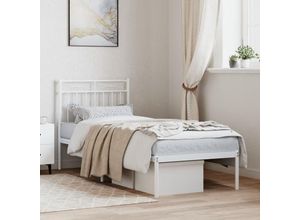 8721012210394 - Bonnevie - Bettgestell mit Kopfteil Metall Weiß 75x190 cm vidaXL957457