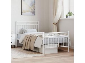 8721012210608 - Bonnevie - Bettgestell mit Kopf- und Fußteil Metall Weiß 90x200 cm vidaXL658722