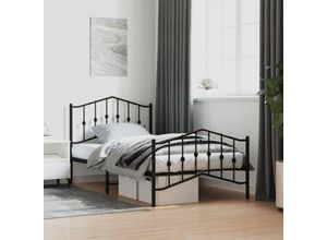 8721012211100 - Bettgestell，Schlafzimmerbett mit Kopf- und Fußteil Metall Schwarz 100x190 cm vidaXL483424