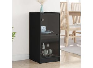 8721012213500 - Beistellschrank mit Glastüren Schwarz 35x37x755 cm vidaXL - Schwarz