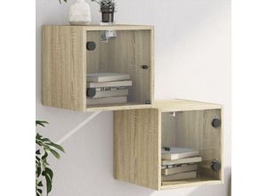 8721012214170 - Bonnevie - Nachttische mit Glastüren 2 Stk Sonoma-Eiche 35x37x35 cm vidaXL545158 8721012214170 - Bonnevie - Nachttische mit Glastüren 2 Stk Sonoma-Eiche 35x37x35 cm vidaXL545158