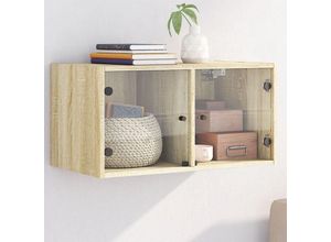 8721012214514 - Bonnevie - Wandschrank mit Glastüren Sonoma-Eiche 685x37x35 cm vidaXL180461