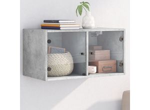 8721012214538 - Bonnevie - Wandschrank mit Glastüren Betongrau 685x37x35 cm vidaXL837873