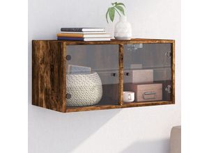 8721012214552 - Bonnevie - Wandschrank mit Glastüren Räuchereiche 685x37x35 cm vidaXL469138