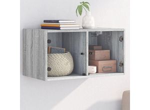 8721012214576 - Bonnevie - Wandschrank mit Glastüren Grau Sonoma 685x37x35 cm vidaXL224891