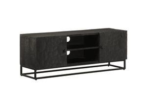 8721012215597 - Vidaxl - TV-Schrank Schwarz 110x30x40 cm Massivholz Mango und Eisen Schwarz