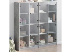 8721012216105 - Vidaxl - Bücherschrank mit Türen Betongrau 136x37x142 cm Holzwerkstoff Grau