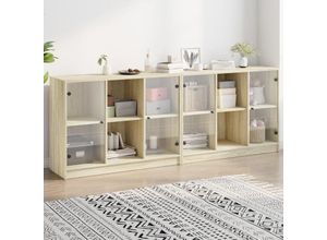 8721012216235 - Bücherschrank mit Türen Sonoma-Eiche 204x37x75 cm Holzwerkstoff vidaXL511732