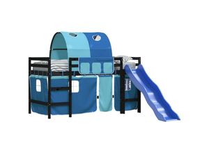 8721012223097 - Kinderhochbett mit Tunnel Blau 90x200 cm Massivholz Kiefer vidaXL412570