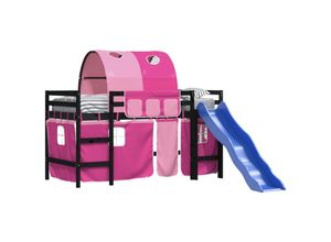 8721012223103 - Kinderhochbett mit Tunnel Rosa 90x200 cm Massivholz Kiefer Vidaxl