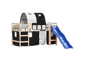 8721012223110 - Kinderhochbett mit Tunnel Weiß & Schwarz 90x190 cm Kiefernholz Vidaxl