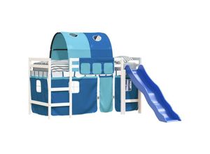 8721012223158 - Vidaxl - Kinderhochbett mit Tunnel Blau 90x190 cm Massivholz Kiefer