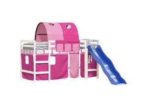 8721012223165 - Kinderhochbett mit Tunnel Rosa 90x190 cm Massivholz Kiefer vidaXL979404