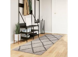 8721012229860 - Teppich Shaggy Hochflor Modern Beige und Anthrazit 80x250 cm vidaXL - Beige and anthracite