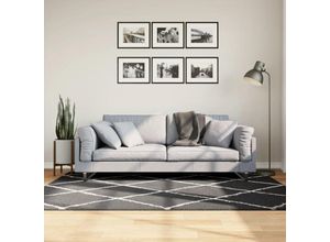 8721012230125 - Teppich Shaggy Hochflor Modern Schwarz und Creme 140x200 cm Vidaxl Black and cream