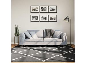 8721012230156 - Bonnevie - Teppich Shaggy Hochflor Modern Schwarz und Creme 200x200 cm vidaXL36646