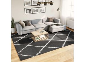 8721012230187 - Vidaxl - Teppich Shaggy Hochflor Modern Schwarz und Creme 240x340 cm Black and cream