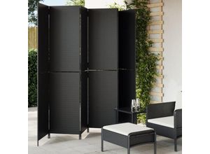 8721012244108 - Paravent 6-tlg Schwarz Poly Rattan vidaXL - Schwarz