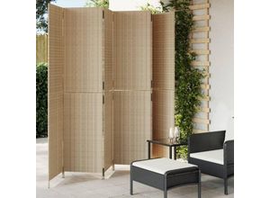 8721012244139 - Bonnevie - Paravent 6-tlg Beige Poly Rattan vidaXL50699