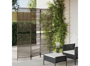 8721012244160 - Paravent 3-tlg Grau Poly Rattan vidaXL - Grau