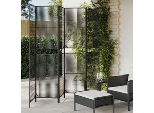 8721012244429 - Paravent 6-tlg Schwarz Poly Rattan vidaXL - Schwarz