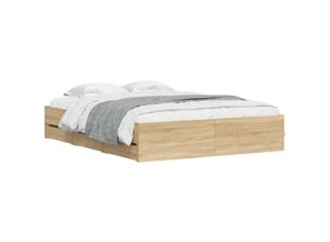 8721012244924 - Vidaxl - Bettgestell mit Schubladen Sonoma-Eiche 140x200cm Holzwerkstoff Braun