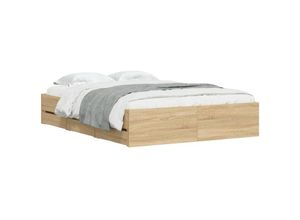8721012245273 - Bettgestell mit Schubladen Sonoma-Eiche 135x190cm Holzwerkstoff Vidaxl