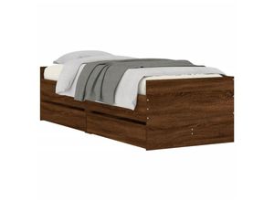 8721012245594 - Vidaxl - Bettgestell mit Schubladen Braun Eichen-Optik 100x200 cm Braun 8721012245594 - Vidaxl - Bettgestell mit Schubladen Braun Eichen-Optik 100x200 cm Braun