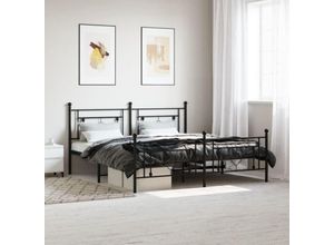 8721012248946 - Bettgestell mit Kopf- und Fußteil Metall Schwarz 180x200 cm Vidaxl Schwarz