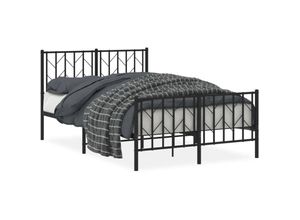 8721012249851 - Bettgestell mit Kopf- und Fußteil Metall Schwarz 120x190 cm Vidaxl Schwarz