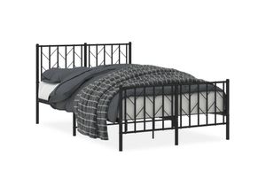 8721012249868 - Bettgestell mit Kopf- und Fußteil Metall Schwarz 120x200 cm Vidaxl Schwarz
