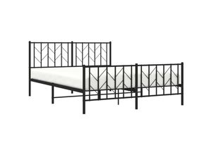 8721012249905 - Bettgestell mit Kopf- und Fußteil Metall Schwarz 150x200 cm vidaXL
