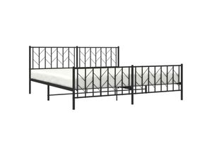 8721012249943 - Bettgestell mit Kopf- und Fußteil Metall Schwarz 193x203 cm Vidaxl