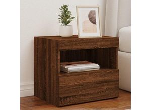 8721012253599 - Bonnevie - Nachttisch mit LED-Leuchten Braun Eichen-Optik 50x40x45 cm vidaXL12201