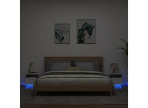 8721012253834 - Bonnevie - Nachttische mit LED-Leuchten 2 Stk Weiß 40x39x37 cm vidaXL241002